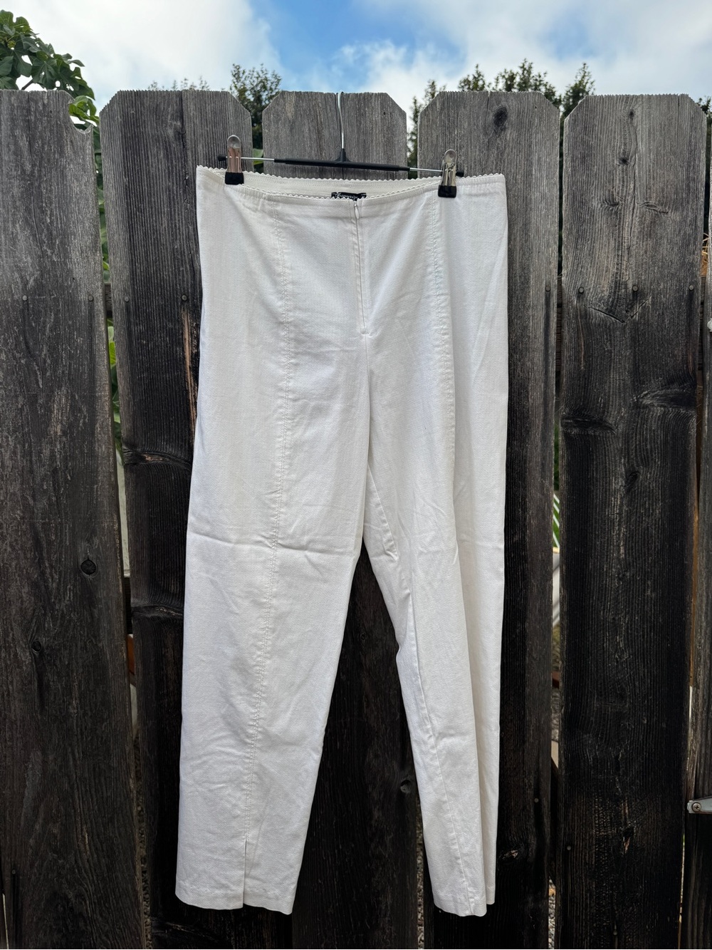 American Vintage White Cropped Stretch Ankle Pants Lightweight Everyday Style